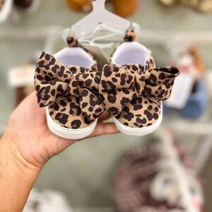 Leopard Print Baby Shoes with Bow